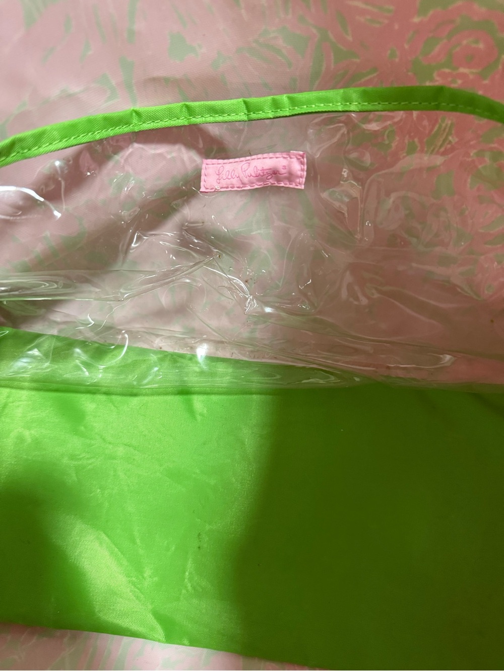 Lilly Pulitzer Pink & Green Classic Lilly Beach Tote Swim Bag Shopper Tote Bag - Picture 7 of 7
